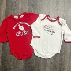 Bundle of 2 Infant & Baby Size 3-6 Months Christmas Holiday Onesie Bodysuits